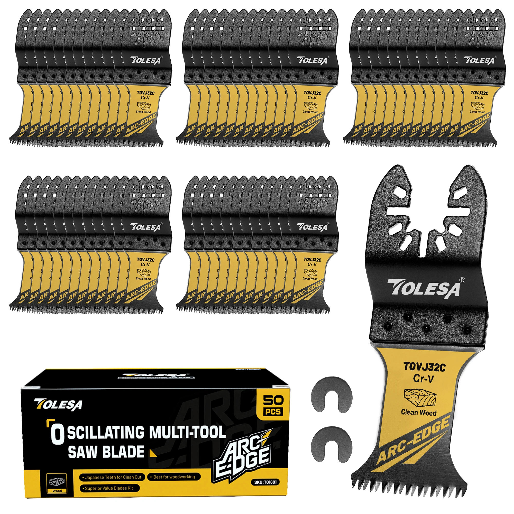 TOLESA 3/50Pcs Conjunto de Lâminas de serra oscilantes de borda de arco Lâminas multiferramentas oscilantes de dente japonês para corte limpo de madeira e plástico