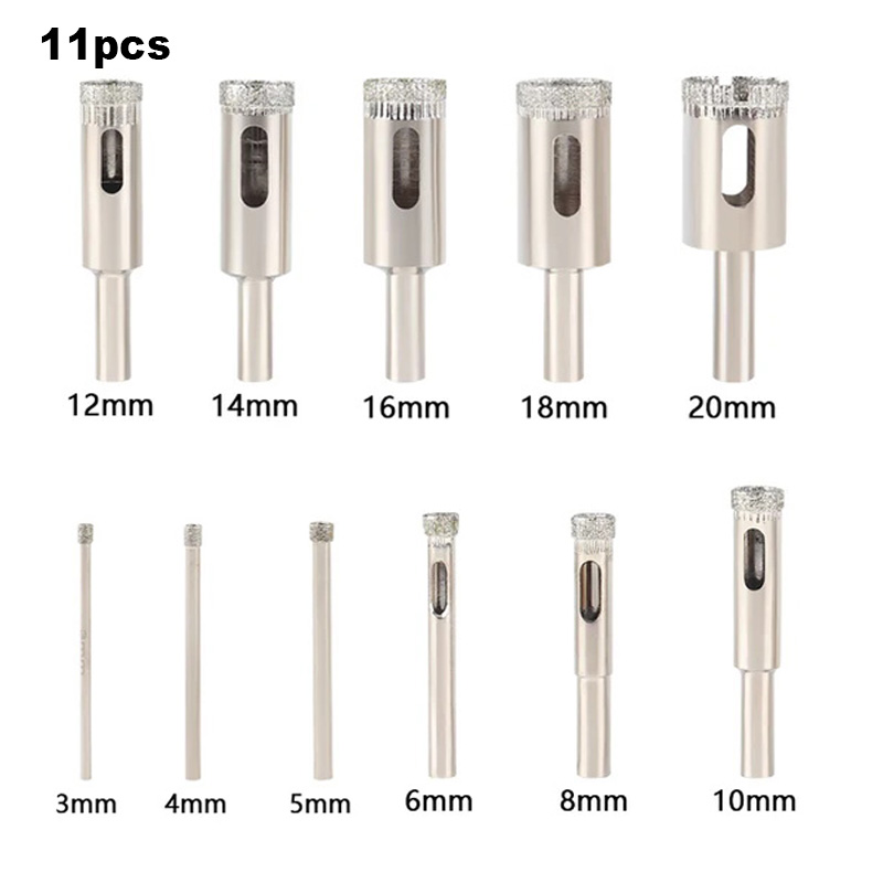 유리 구멍 톱 다이아몬드 그라인딩 비트 3-20mm 다이아몬드 그라인딩 포인트 스톤 옥 세라믹 유리 드릴 홀 커터