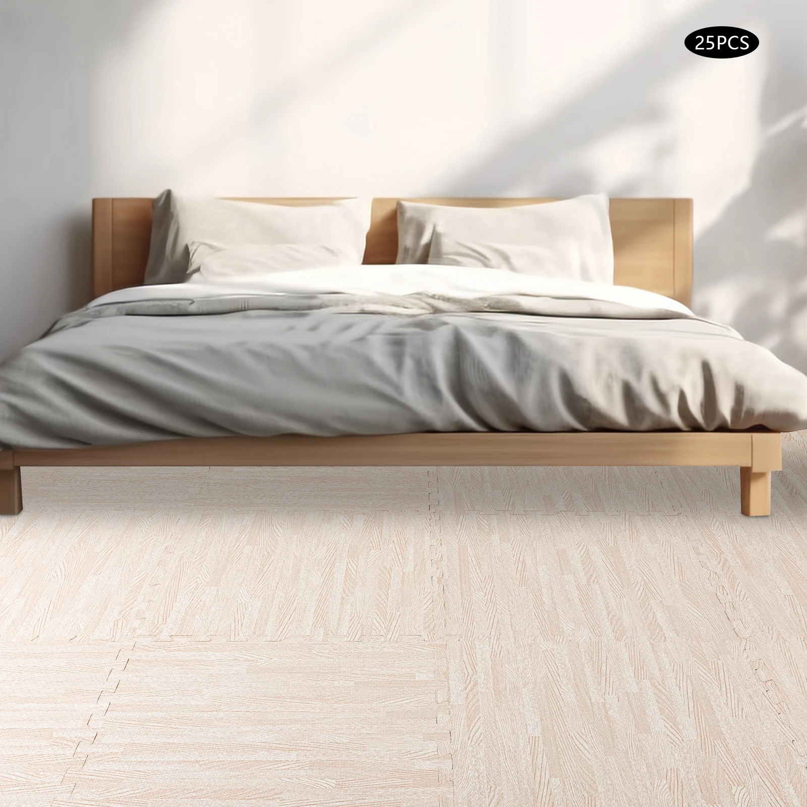 White Wood Grain EVA, PE Hybrid Foam Thick Printed Foam Tiles, Patchwork Foam Mat, Thick Printed Foam Tiles