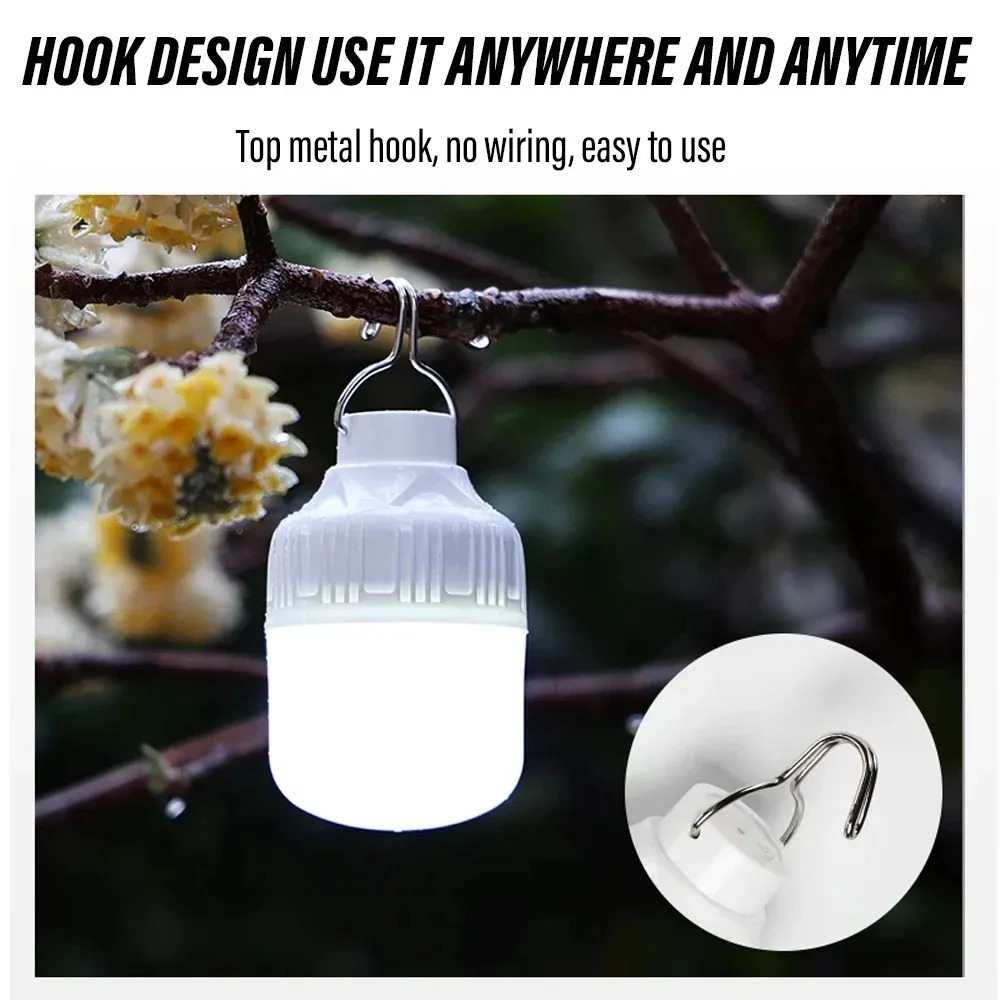 1-10pcs Outdoor USB Rechargeable LED Lamp Bulbs High Brightness Emergency Light Hook Up Camping Portable Lantern Night Lights ﻿