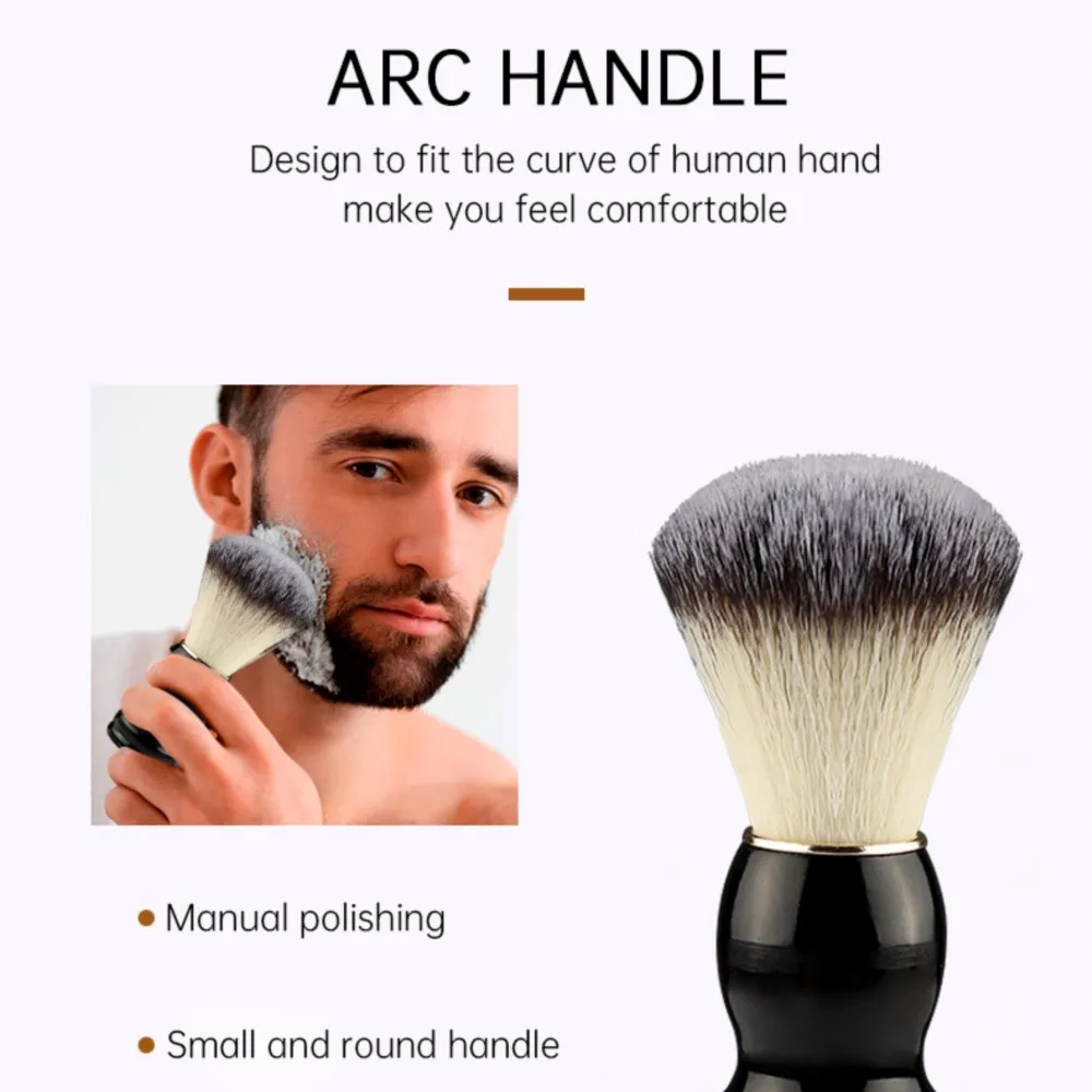 Brocha de afeitar profesional con cerdas de jabalí y mango de madera |   Kit de aseo para hombres, herramienta de espuma de peluquero, limpieza facial para jabón de afeitar