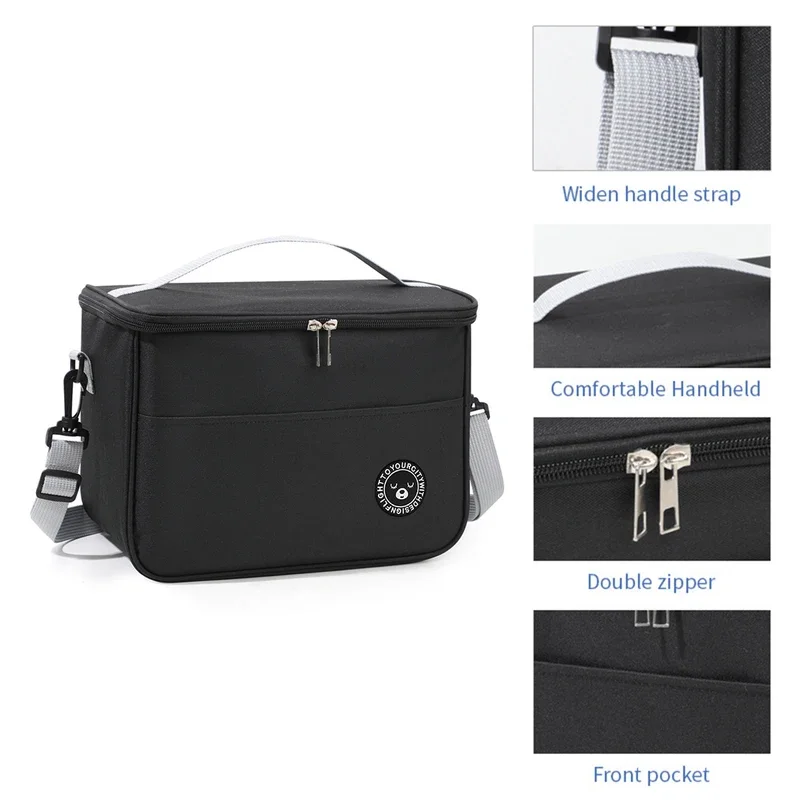 Bolsa aislante, lonchera, bolso, bolsa cuadrada aislada, bolsa bento gruesa de papel de aluminio, trabajador de oficina, estudiante trae comida, l