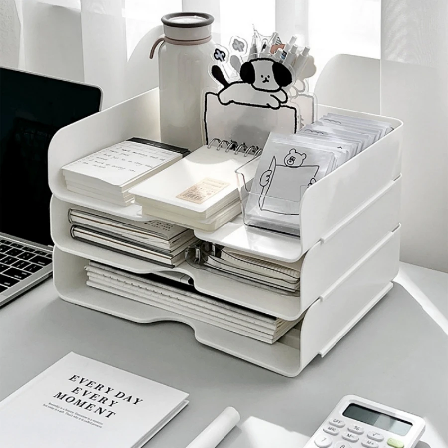 2pc, A4 File Storage Box Office Desktop Finishing Artifact Multi-functional Student Dormitory Bookshelf Desk Shelf