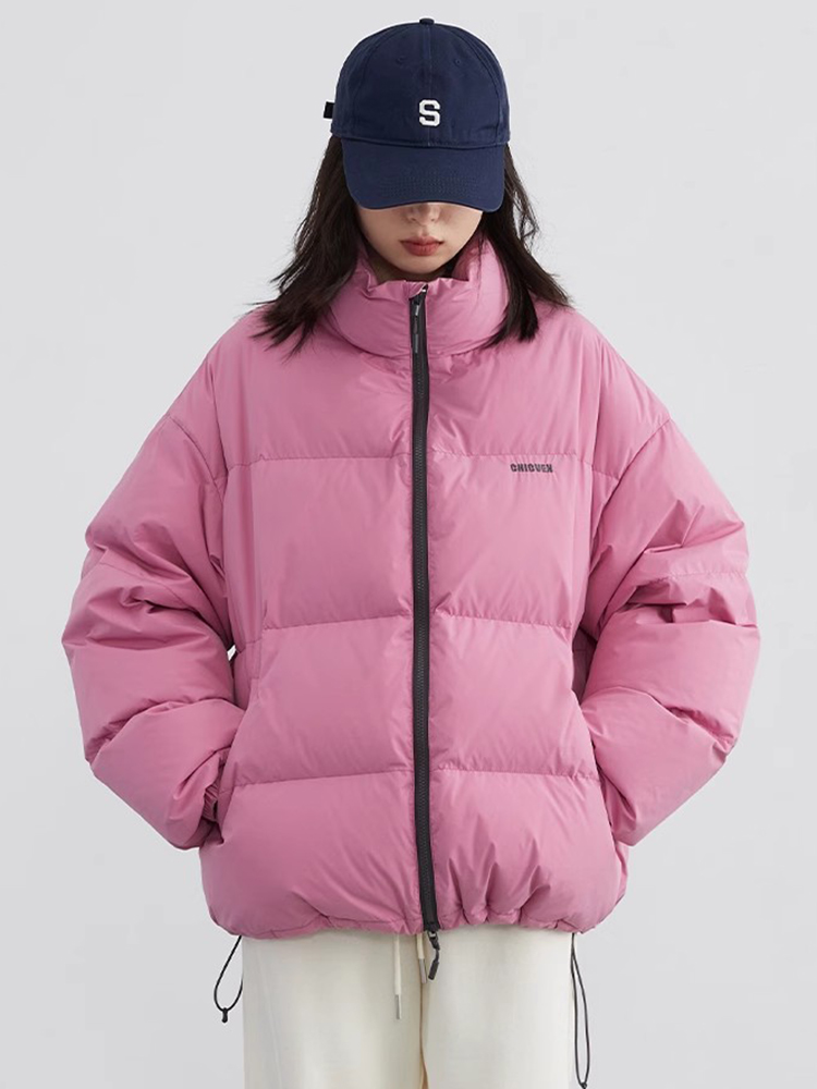 CHIC VEN Damen Daunenmäntel, Streetwear, solide 90er, weiße Entendaunen, Stehkragen, weibliche Daunenjacke, warmer Damenmantel, Winter 2024