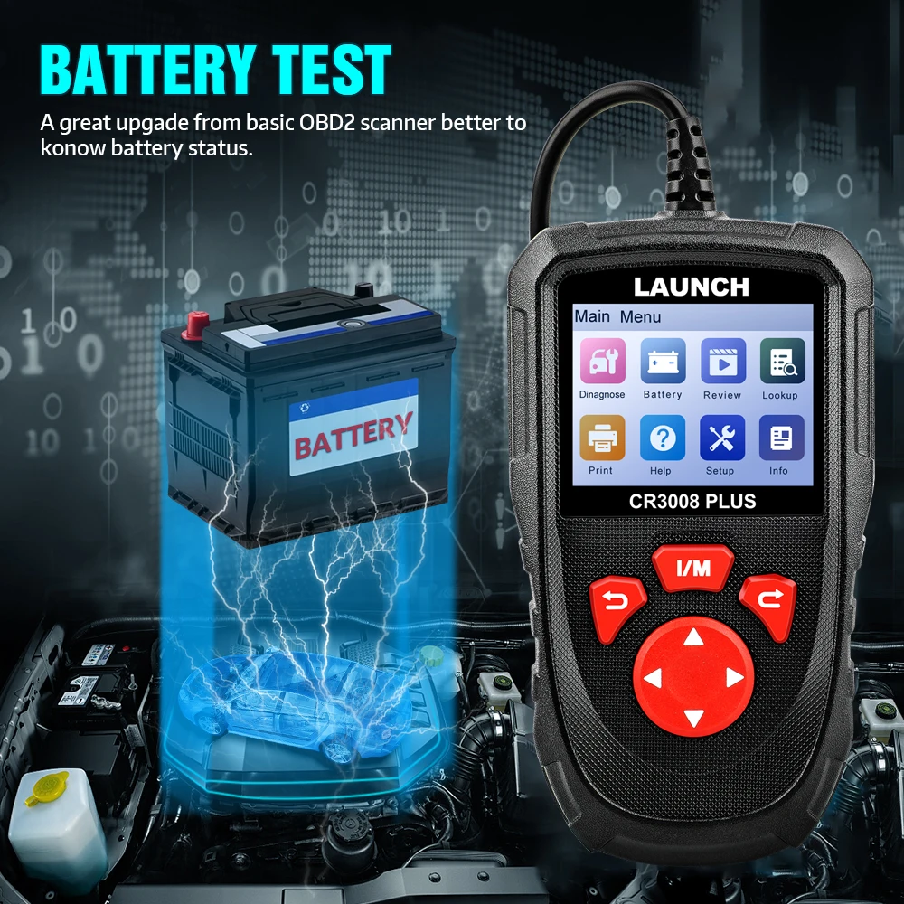 LAUNCH X431 CR3008 PLUS OBD2-Scanner, OBDII-Codeleser, Diagnosetool, DTC-Lookup, Überprüfung der Motorbatterie, lebenslanges kostenloses Update