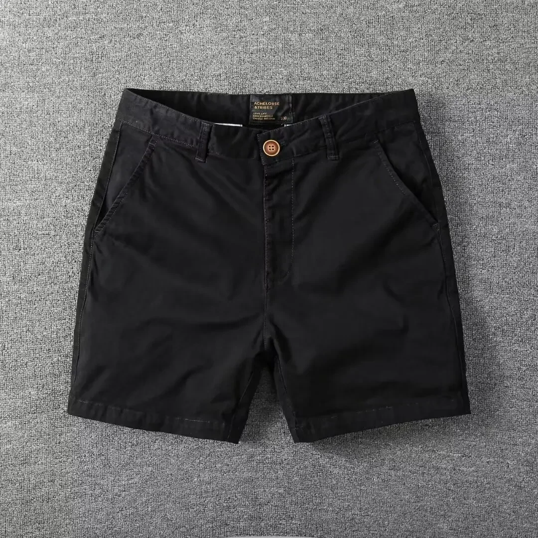 Pantalones cortos informales de algodón para hombre, pantalones cortos finos de tres cuartos de longitud, ajustados, de Color sólido, para verano, ropa de trabajo