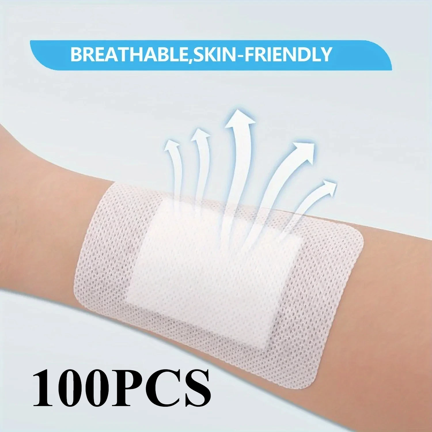 100 Uds apósitos para heridas, almohadillas de gasa con borde transpirable, vendajes sin látex, apósitos para heridas autoadhesivos