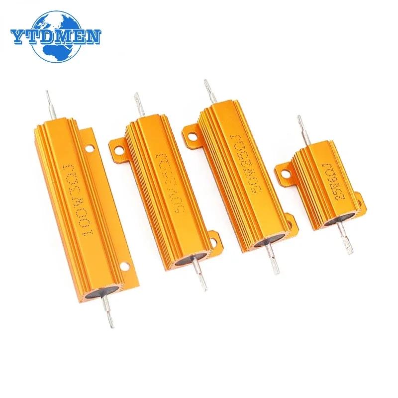 1 Uds. Resistencia bobinada de carcasa de Metal de potencia de aluminio 10W 25W 50W 100W RX24 0,1 ~ 1 Kohm 8 10 50 1K Ohm resistencias de carga