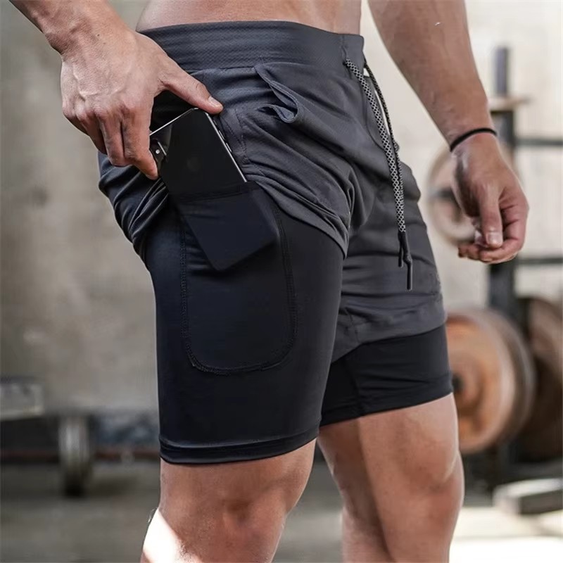 Männer Sport Shorts Sommer 2 In 1 Doppel-deck Quick Dry GYM Sport Shorts Fitness Jogging Workout Shorts Laufen kurze Hosen Männer