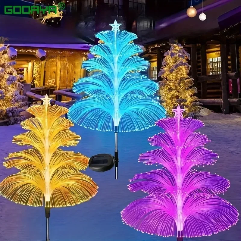 1PC Outdoor Solar Garden Lights 7 Colors Variable Solar Stake Jellyfish Reed Lights Solar Outdoor Color Changing Lights LED