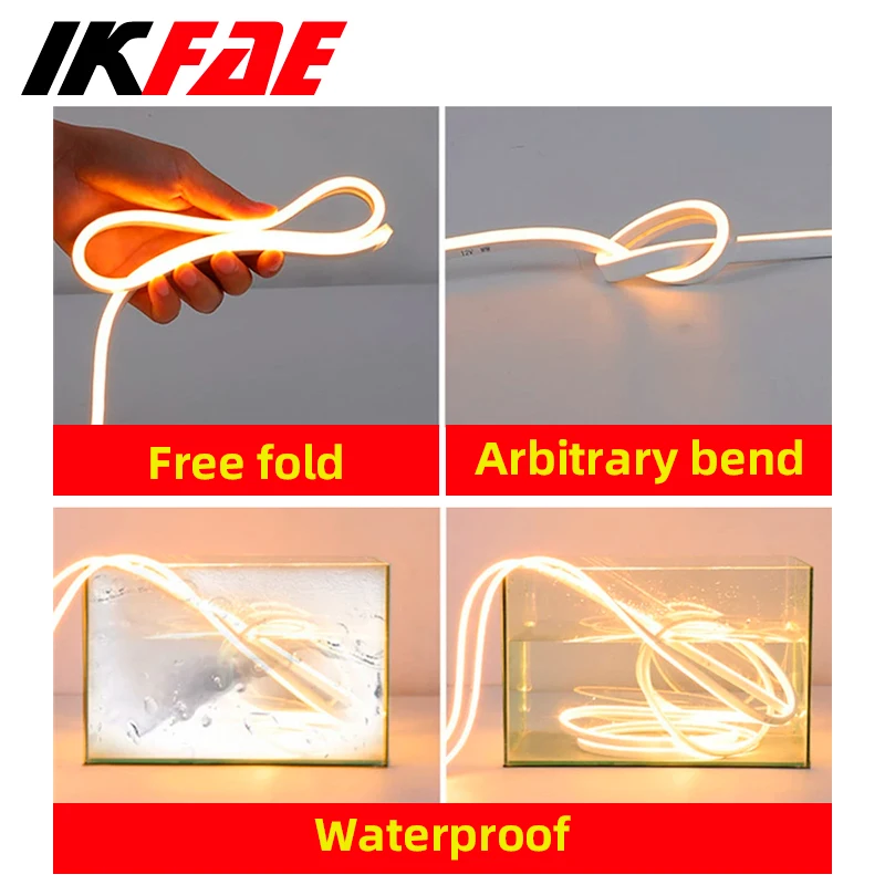 IKFAE-LED ชุดไฟนีออนแบบยืดหยุ่น Strip Light, แรงดันต่ํา, แถบซิลิโคน, ไฟกลางแจ้ง, Modeling Ambient Light, 12V