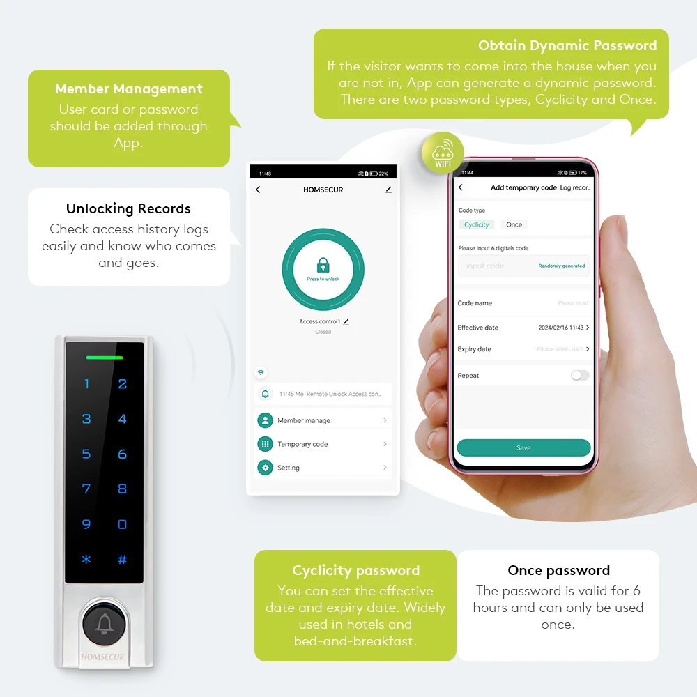 10 Buah Kunci RFID 125KHz + Aplikasi Tuya Kata Sandi WIFI Kontrol Akses Pintu IP66 Alarm Anti-rusak WG26 ~ 44 untuk Keamanan Rumah/Kantor