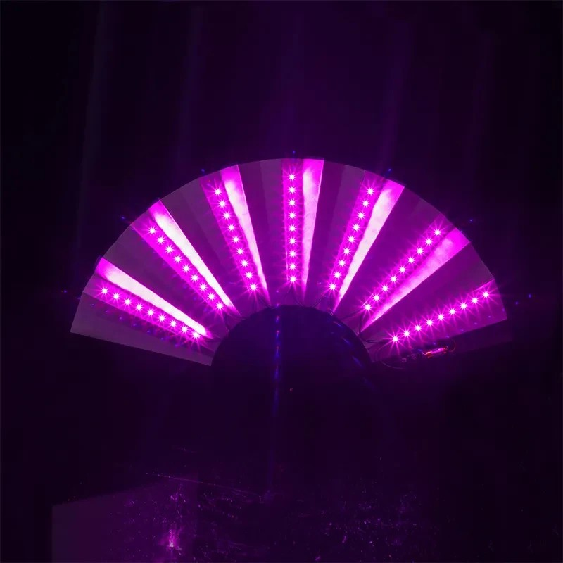 Bar FaninsGlowing Disco Fan Trendy Electronic Music Festival Party Performance Prop Flashing Folding Fan