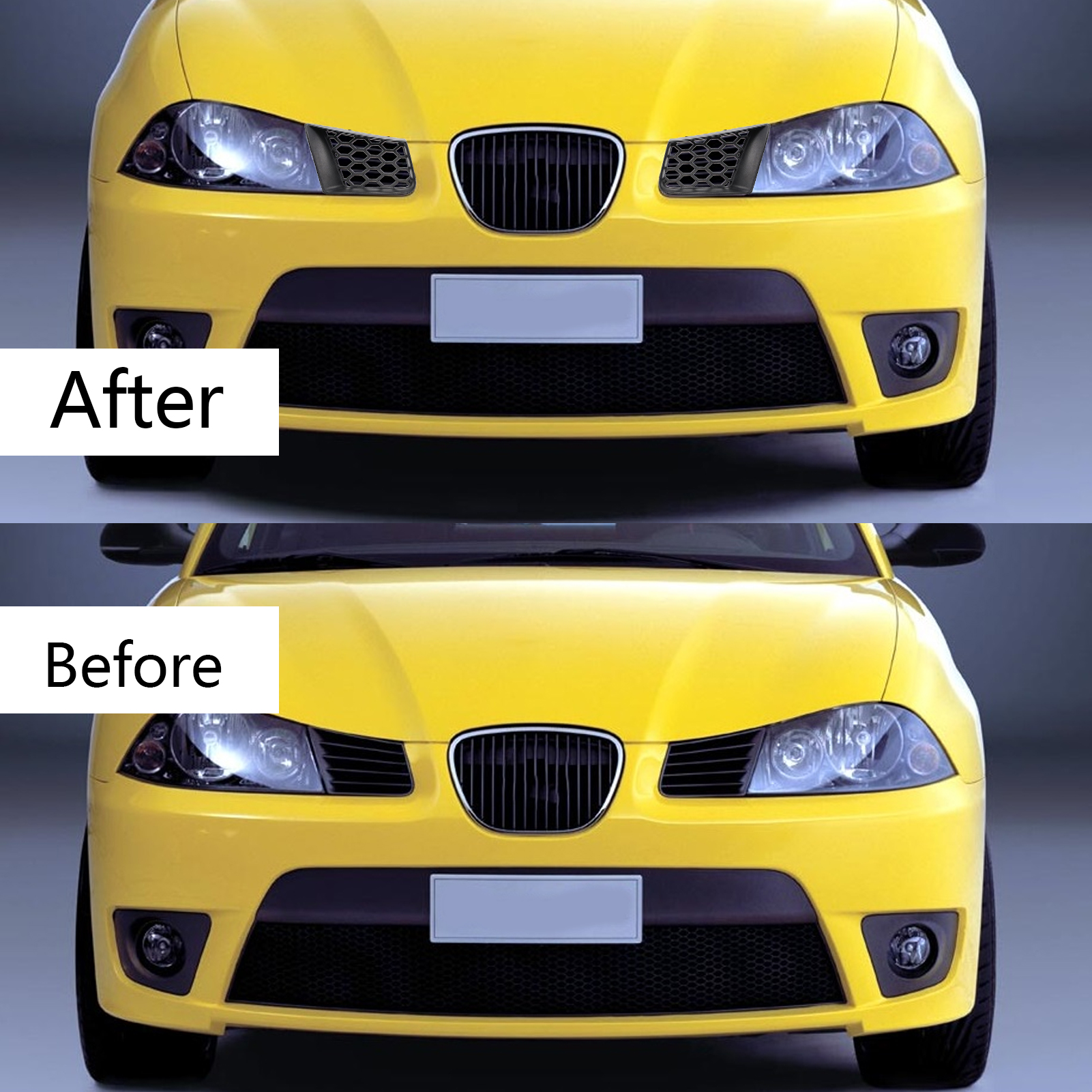 Grille supérieure de pare-chocs avant de voiture, remplacement noir 256, Seat Ibiza Type 6L 2002-2009, Cordoba 6L 2002-2009, 2 pièces