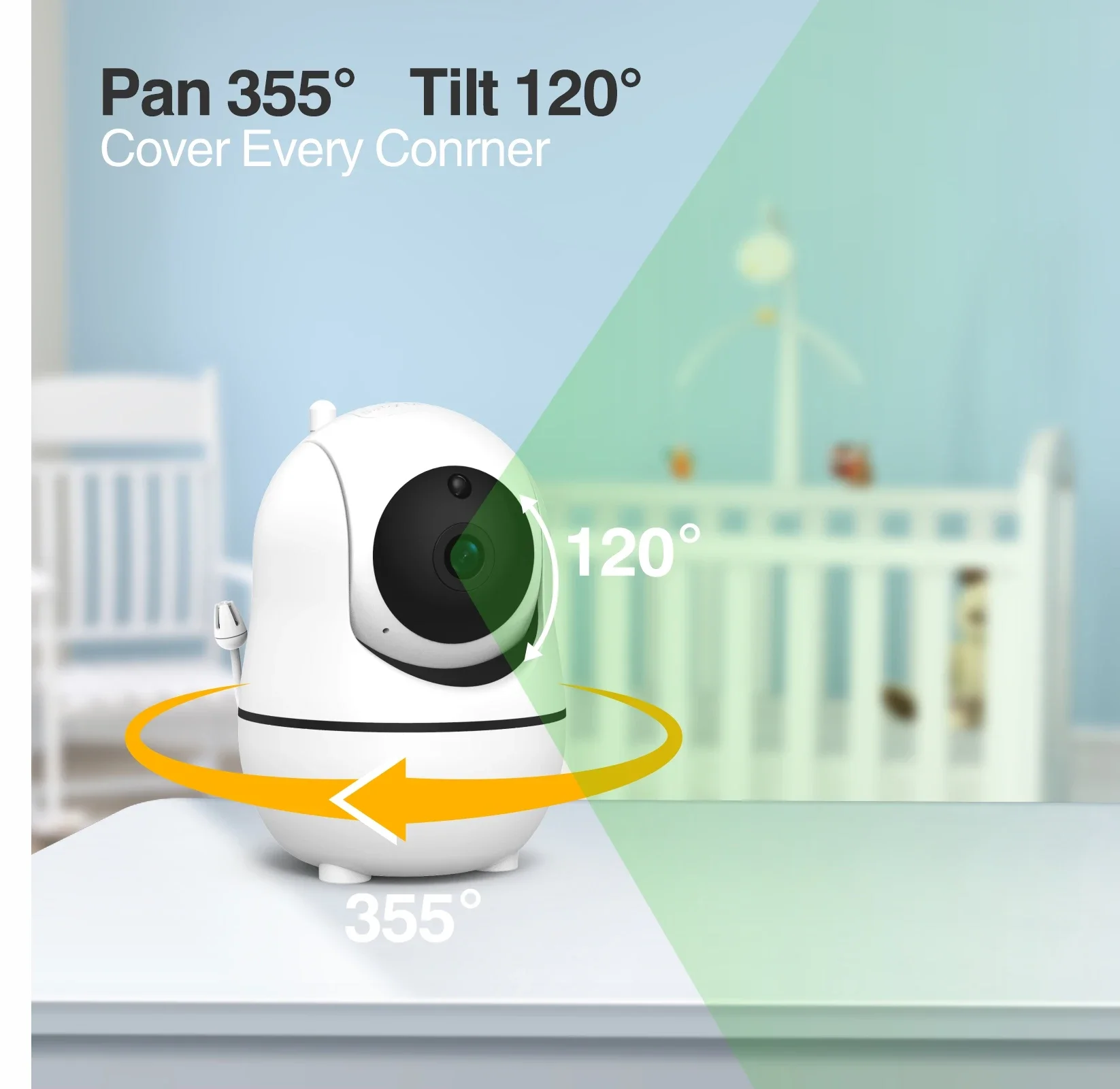 Babystar 7" Video Baby Monitor, 1080P HD Display, IPS,Support 2 HDCams, 24Hour Battery Life, 1000ft Range, Split mode ,Babyphone