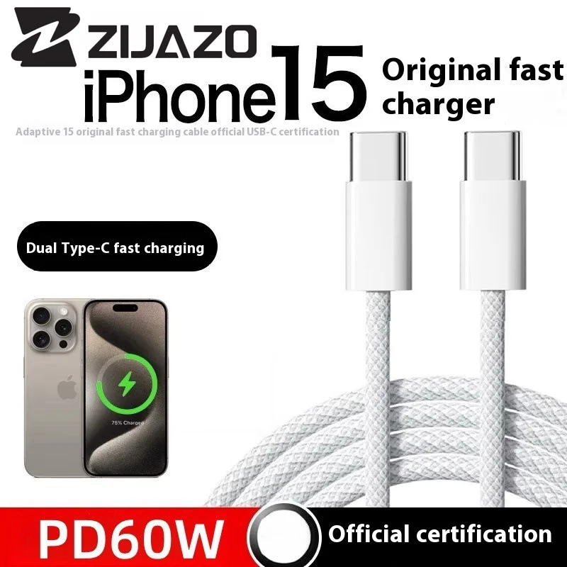 Zijazo USB-C para tipo c cabo colorido para apple iphone 15 pd 60w carregamento rápido para huawei xiaomi samsung tipo c cabo de tecelagem