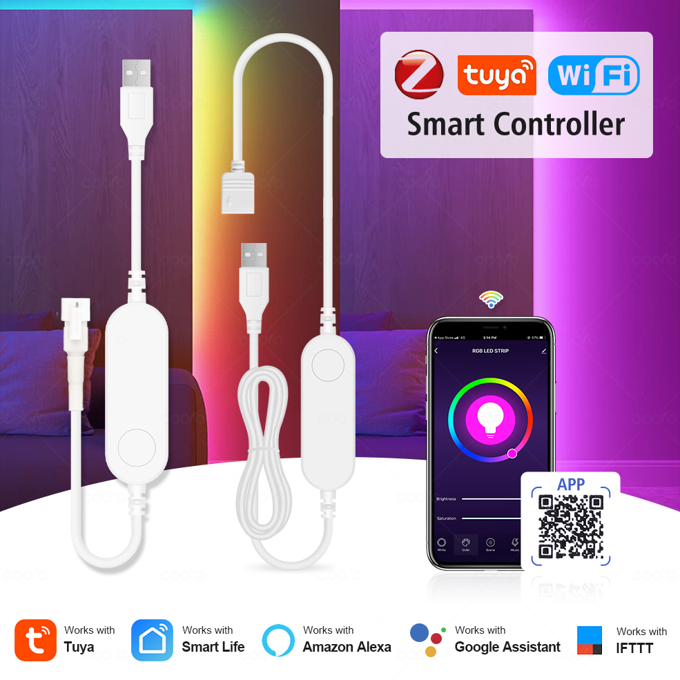 Tuya WiFi Zigbee 3.0 LED Controller DC5V 4pin RGB 5pin RGBW 3Pin WS2812b LED Streifen Smart Controller Funktioniert mit Alexa Google Hause