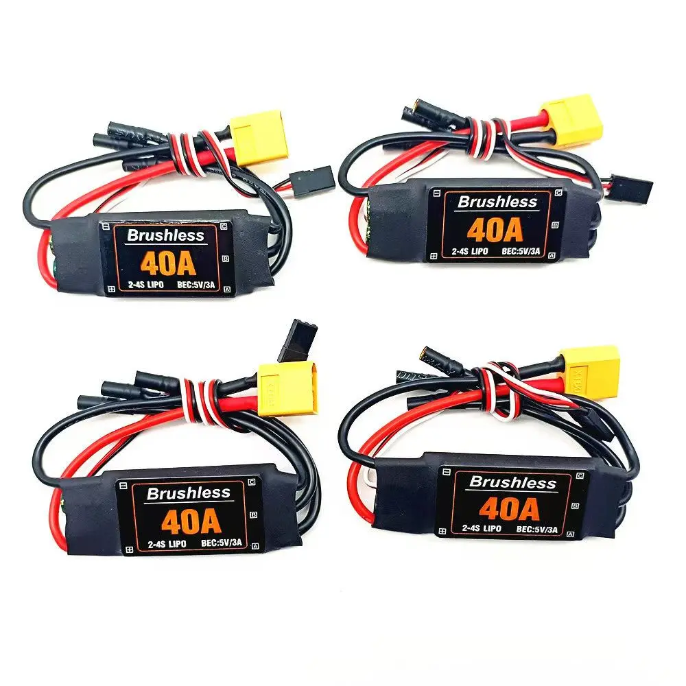 Brushless 40A ESC Speed Controller with 5V 3A UBEC for RC FPV Quadcopter Airplanes Helicopter F450 F550 S500 40A Motor XT60 FPV
