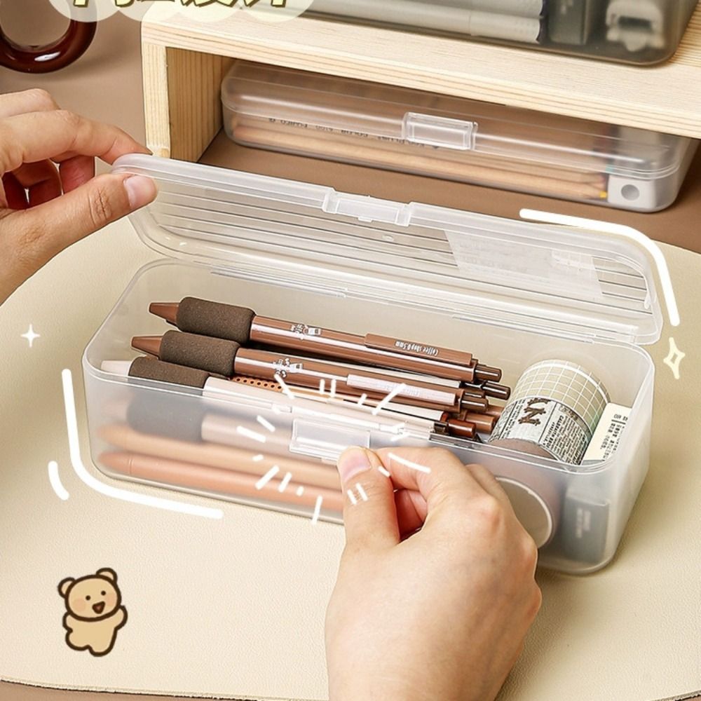Large Capacity Transparent Stationery Case Pencil Storage Colour Pencil Storage Children's Crayon Painting Sketching Pencil Bag