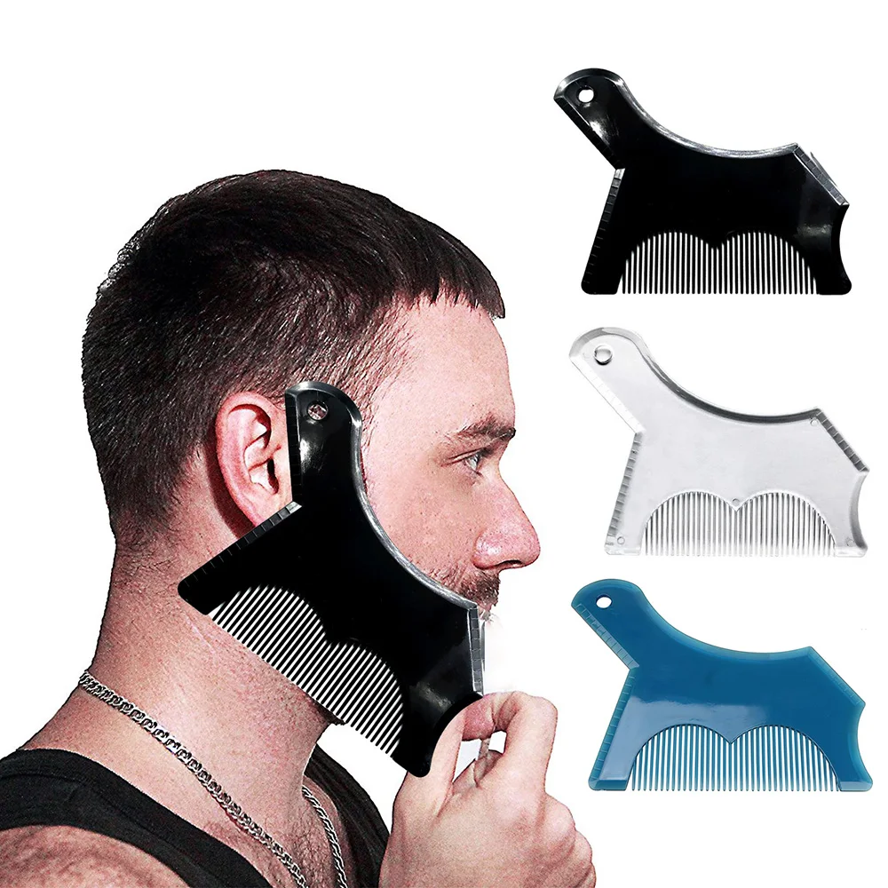Modello per barba da uomo Pettine per styling barba multifunzionale all-in-one Strumenti creativi per modellare stencil per barba per peli del viso toastati