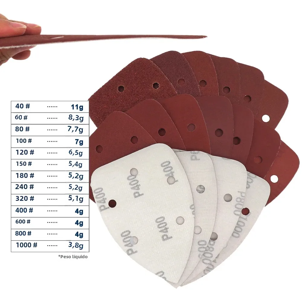 Lixadeira triangular de lixa autoadesiva, 25 peças, gancho de papel de areia, disco de lixa, ferramentas abrasivas para polimento, grão 40-1000
