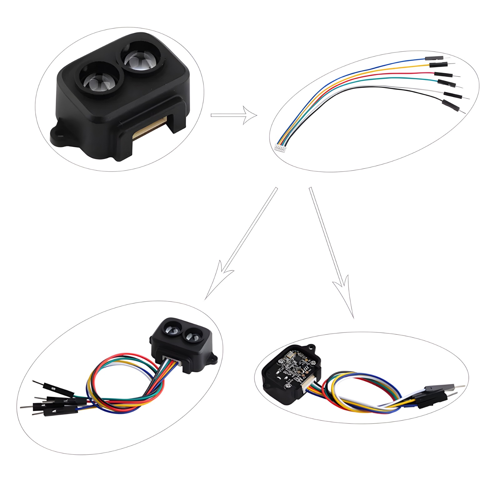 Tf-luna lidar entfernungs messer sensor einpunkt mikro-entfernungs modul 5v uart iic schnitts telle mit männlichem kabel famale kabel