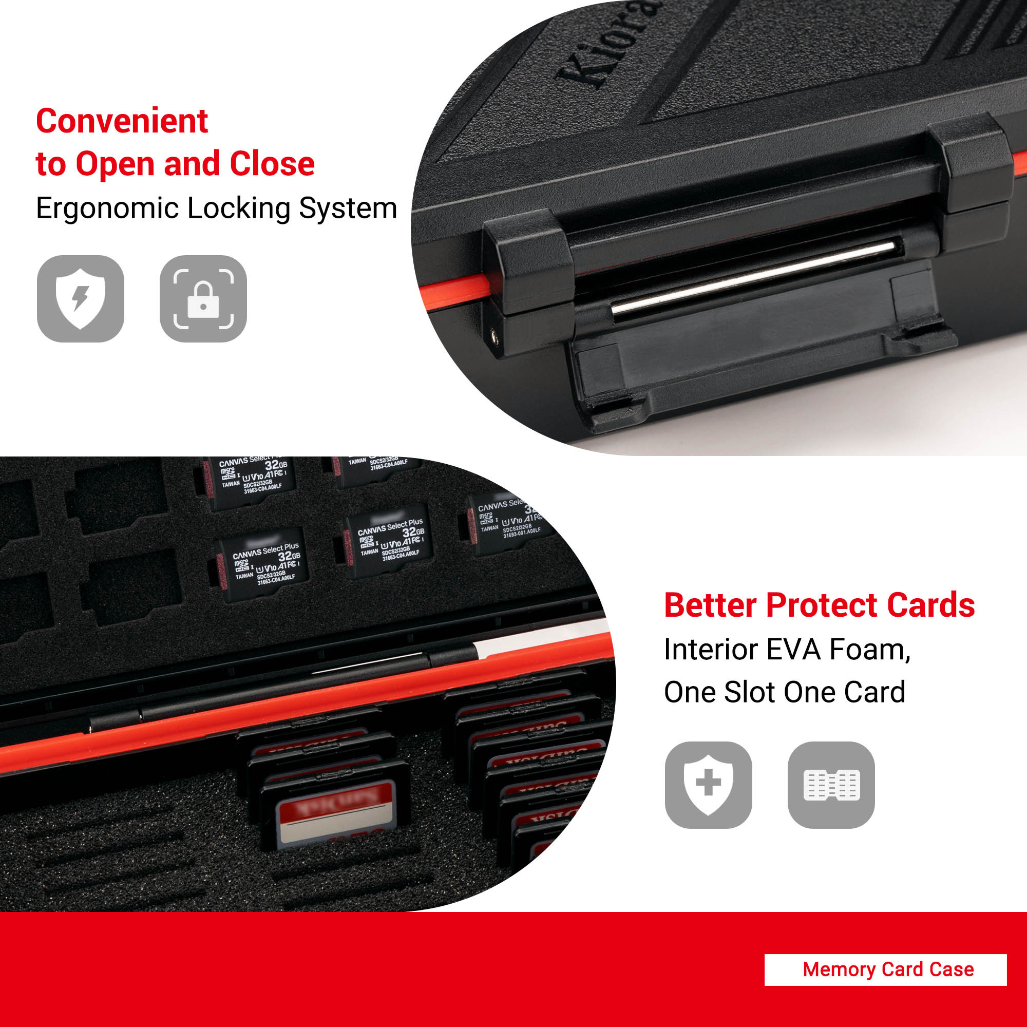 36 Slots SD MSD Memory Card Case Holder Water-Resistant Storage Organizer for 21 SD SDHC SDXC NS Memory Cards & 15 Micro SD Card