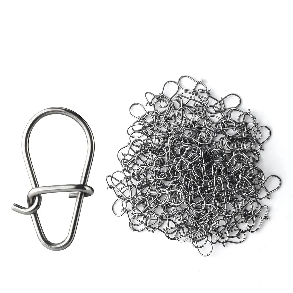 100PCS zucca in acciaio inossidabile Snap Safety Fast Clip Lock Pin Strong Pull Fish Hook Lure Connector accessori per la pesca