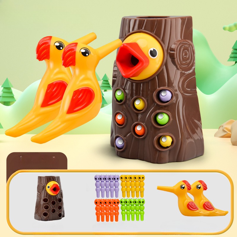 Juguetes de pájaro carpintero, pesca, captura de insectos, juego pequeño, captura de aves, insectos, rompecabezas magnético, educación temprana, juguetes de ejercicio de entrenamiento