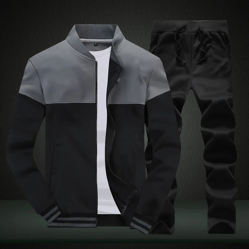 EAEOVNI, conjuntos de chándal para hombre, Sudadera con capucha y cremallera, pantalón de chándal, trajes para correr al aire libre, sudadera de retales, pantalón, ropa para hombre, conjuntos de 2 piezas
