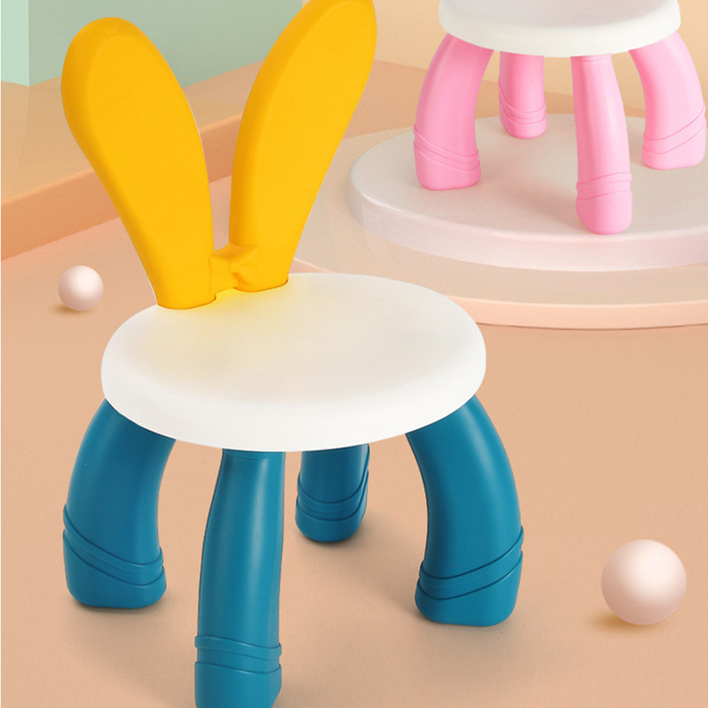  Rabbit Ears Bench Kids Footstool Children's Dresser Kindergarten Chairs for Table Plastic