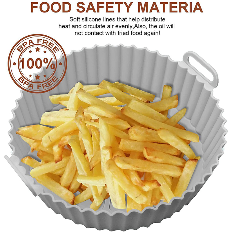 Airfryer-cesta de silicona reutilizable para horno, bandeja para hornear, molde de silicona para freidora de aire, Pizza, pollo frito, cesta, accesorios para freidora de aire