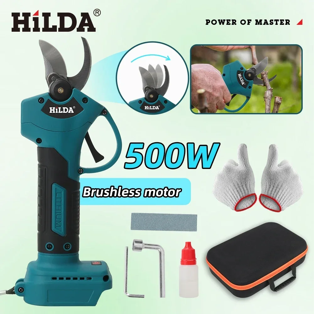 HILDA Brushless กรรไกรตัดแต่งกิ่งไฟฟ้าไร้สายผลไม้สาขาต้นไม้กรรไกรเครื่องมือสําหรับ Makita 18V แบตเตอรี่