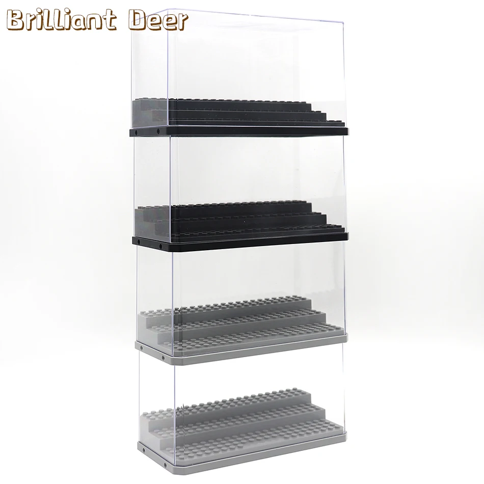 3 ขั้นตอนกันฝุ่นอะคริลิคตัวเลข City รถคอลเลกชันกล่อง Building Block Storage Plexiglass ตู้โชว์ของเล่นเด็ก