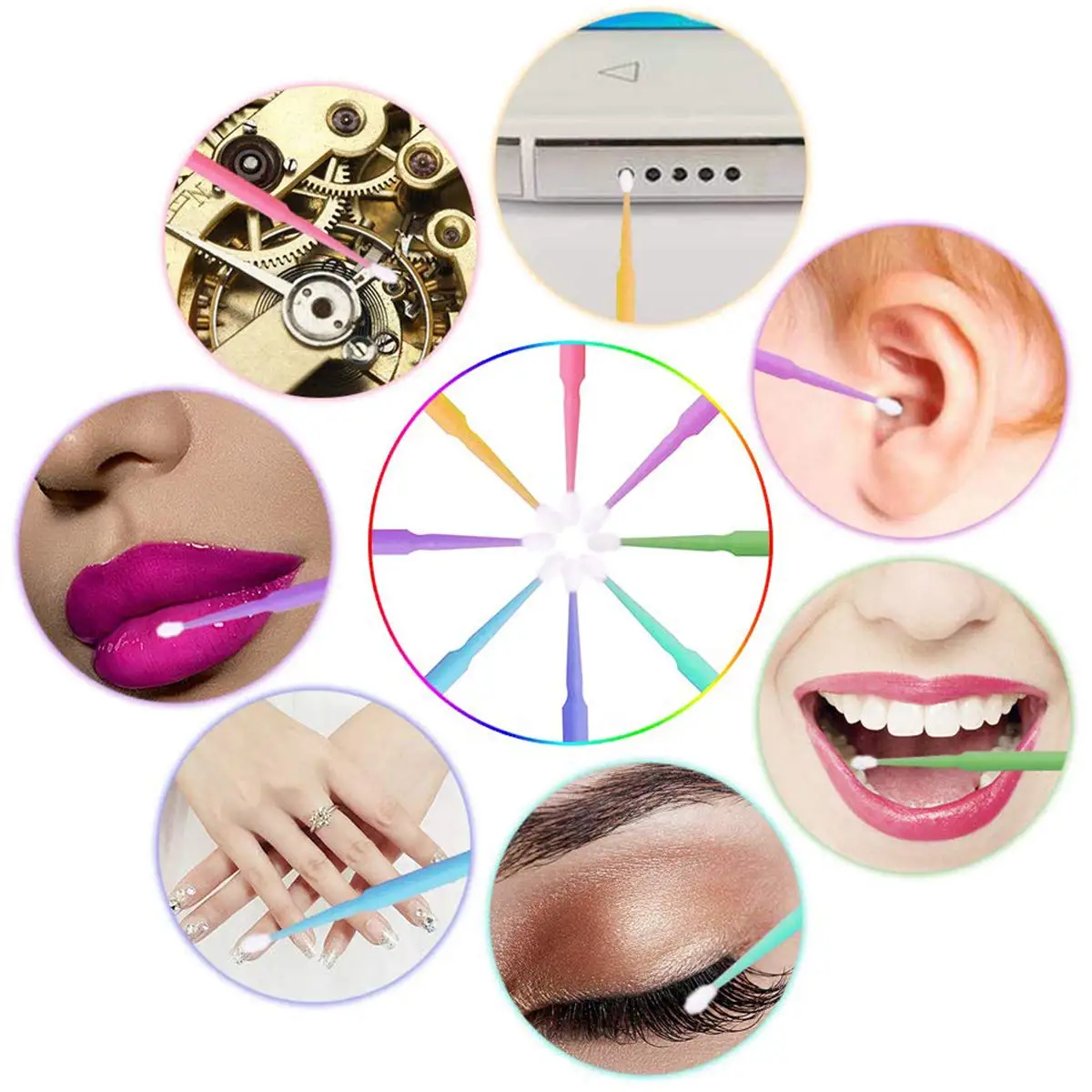 100 PCS Micro Aplicadores Descartáveis Escova Extensão de Cílios Aplicadores Individuais Pincel de Rímel para Maquiagem e Limpar e Comp