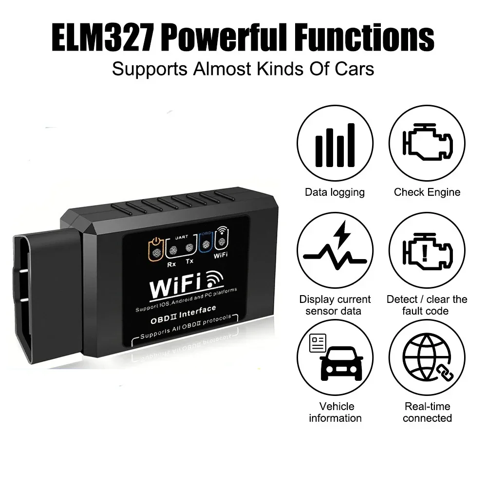 Elm327 wifi obd2 leitor de código scanner ferramentas diagnóstico do carro v1.5 wifi para android/ios/pc obd2 interface adaptador