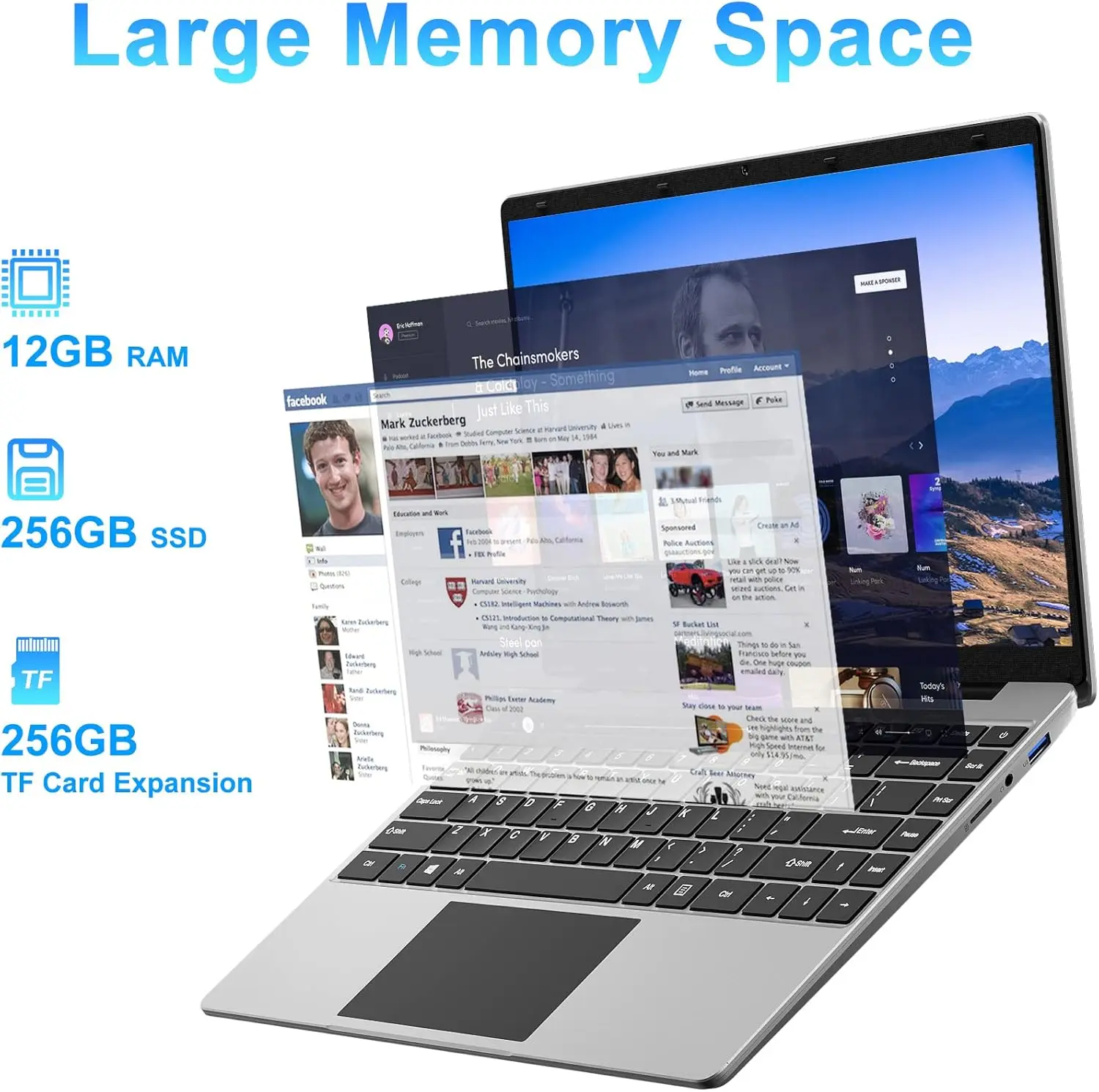 Jumper EZbook S5 laptop 14 inch, 12 GB RAM 256 GB SSD, processor Intel Celeron J4105 notebook, twee luidsprekers, Type-C, mini HDMI