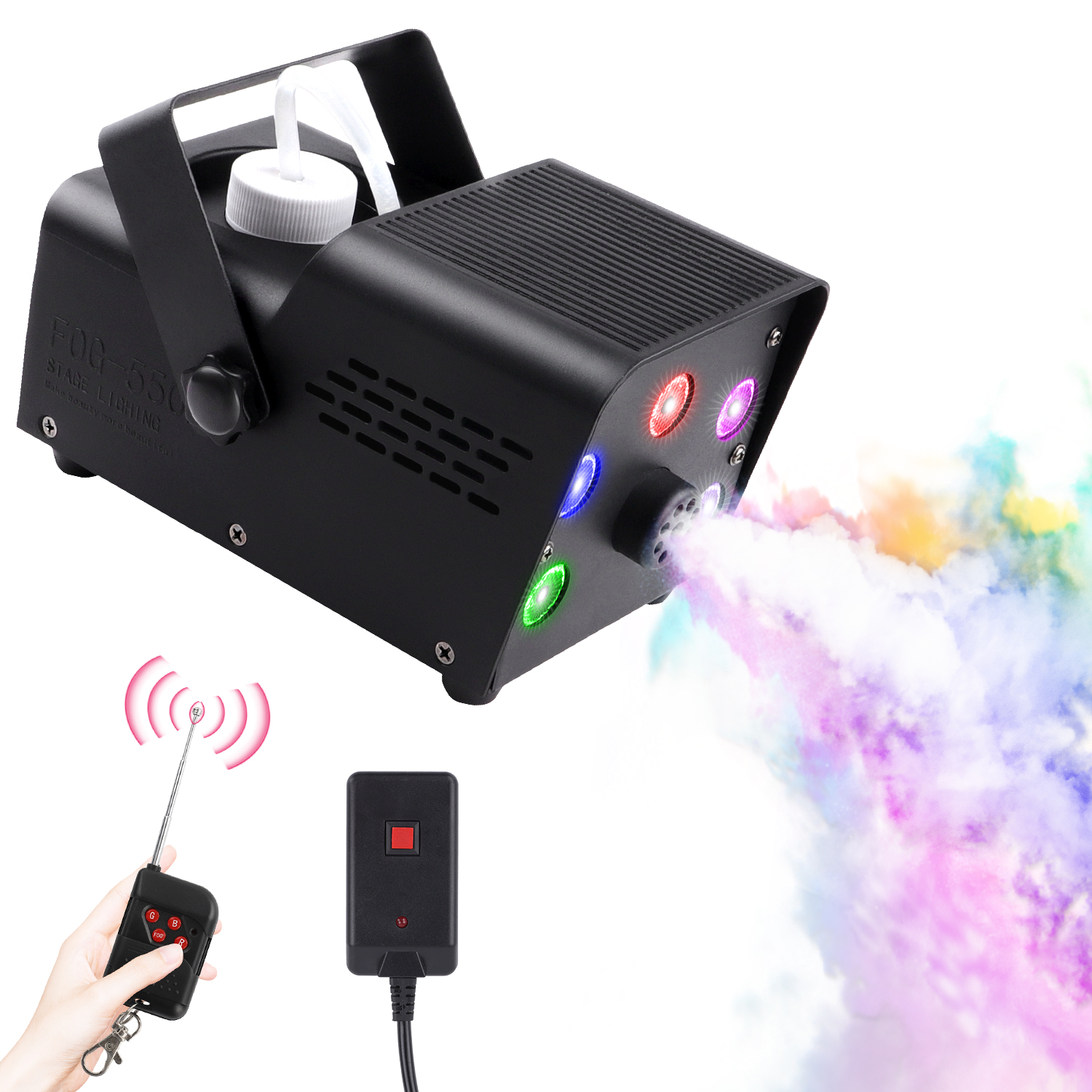 Fieryzeal Fogger 500W 5 koralików RGB dym maszyna zdalnie sterowana oświetlenie DJ-skie maszyna imprezowa maszyna sceniczna na koncert klubowy