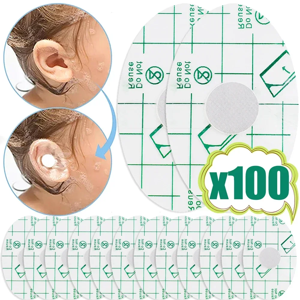 Almohadilla adhesiva para los oídos, parche antidesgaste para el pie, parche para el talón, impermeable, Protector de oídos para baño y adultos, pegatina para nadar, 100-20 piezas
