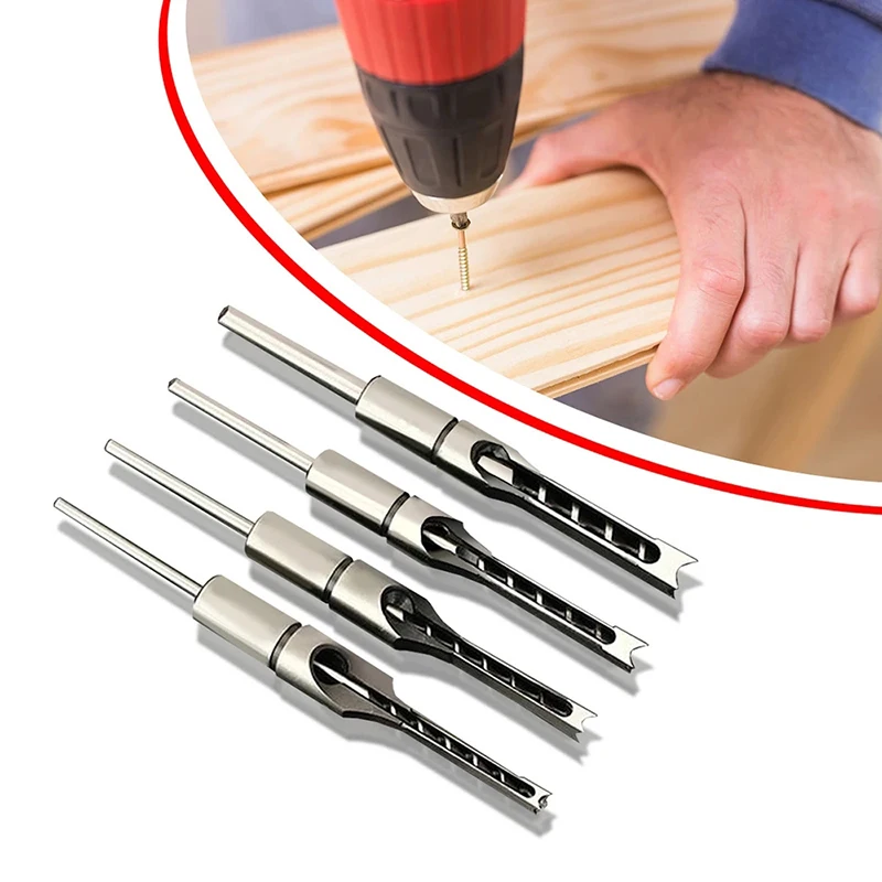 JUSTINLAU HSS รูเจาะไม้เจาะเครื่องมือ Auger Mortising Chisel เจาะชุด DIY เฟอร์นิเจอร์สแควร์เจาะไม้