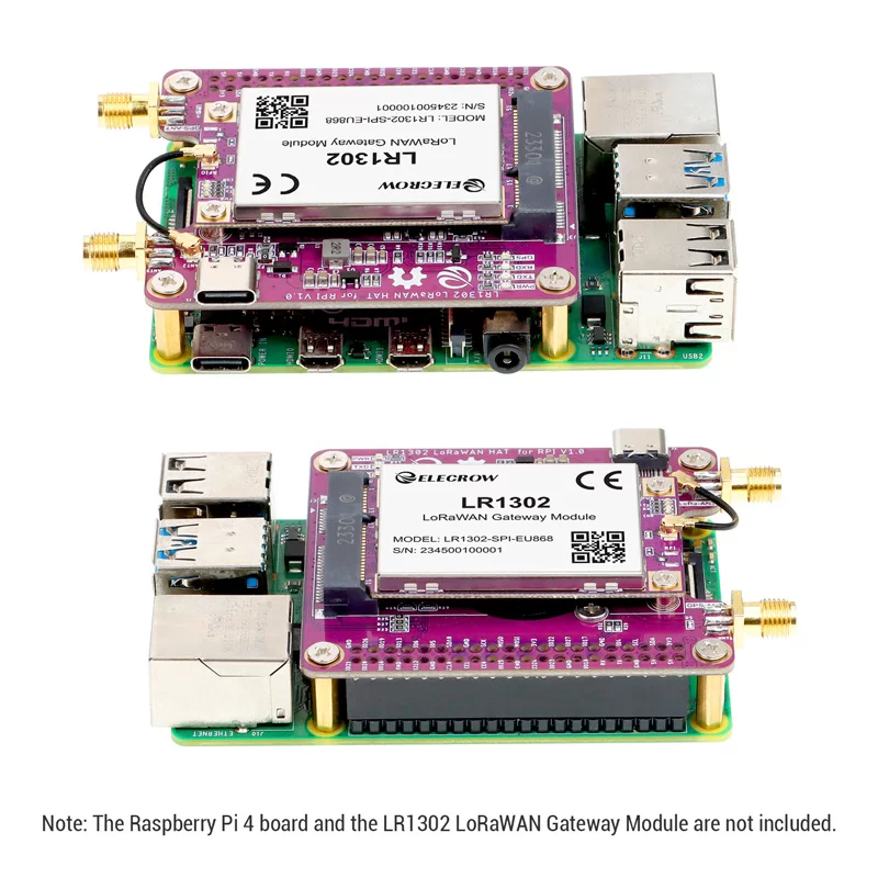 Elecrow LR1302 LoRaWAN Hat for RPI  868M/915MHz Antenna  SX1302 GPS+BD Long Range Module Support RaspberryPi 1 2 3 4 5 Series