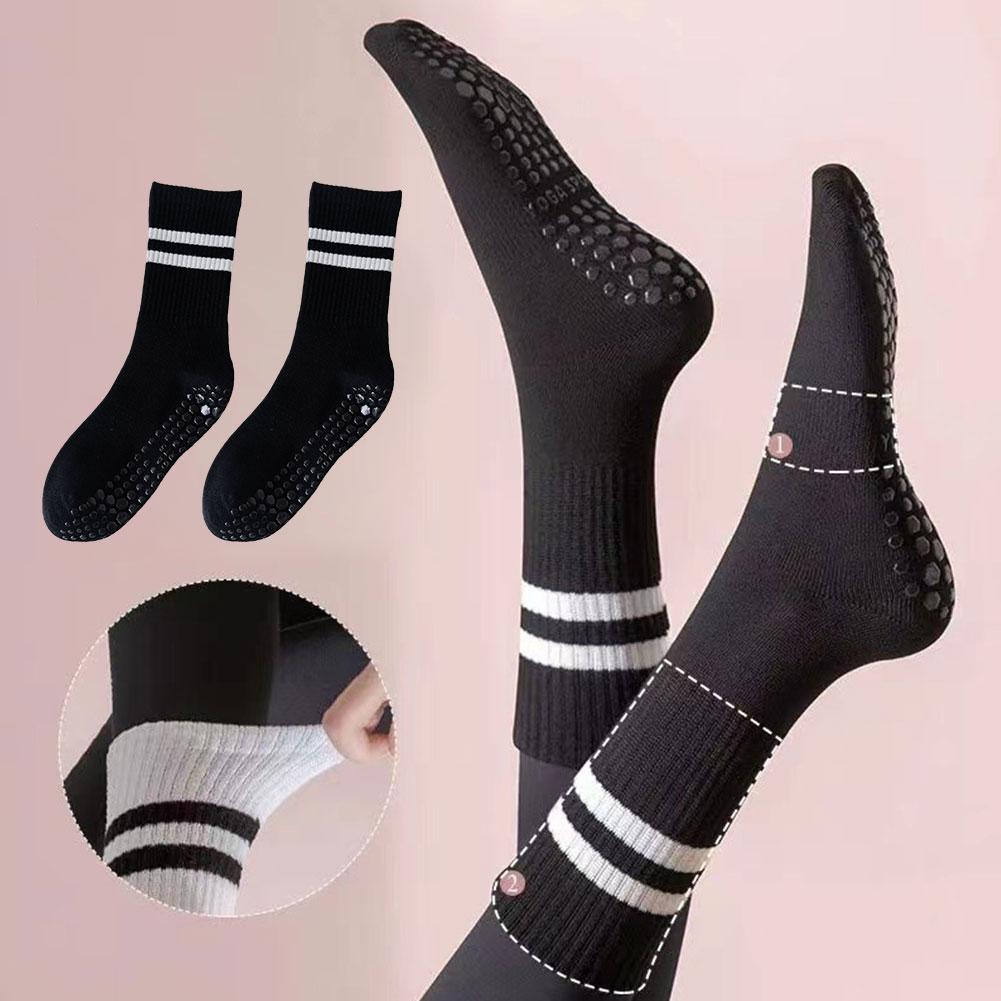 8 Colors Sports Socks Cotton Mid-tube Bottom Professional Non-slip Silicone Indoor Fitness Socks Gym Dance Pilates Yoga Socks