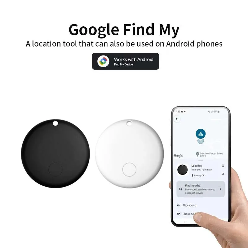 Etiquetas inteligentes Bluetooth para localizador inteligente Android, localizador de artículos que funciona con la aplicación de mi dispositivo Find My de Google, llaves, equipaje y mochila