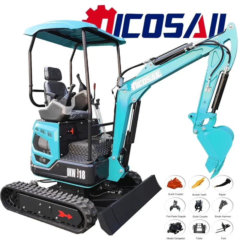 Miniexcavadora de 2 toneladas de alto estándar personalizada, excavadora pequeña con motor central y componentes, tipo excavadora sobre orugas