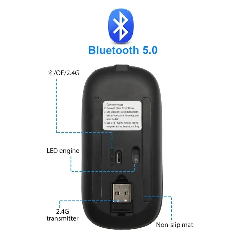 Xiaomi Bluetooth Dual-mode Wireless Mouse Rechargeable Silent Illuminated Wireless Mice For Laptop PC  Ergonomic Gaming Mouse