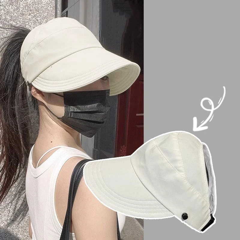 Sombrero de secado rápido, gorra vacía de verano, actualización de mujer, puede colgar máscara, visera para exteriores, sombrero protector solar fino de secado rápido