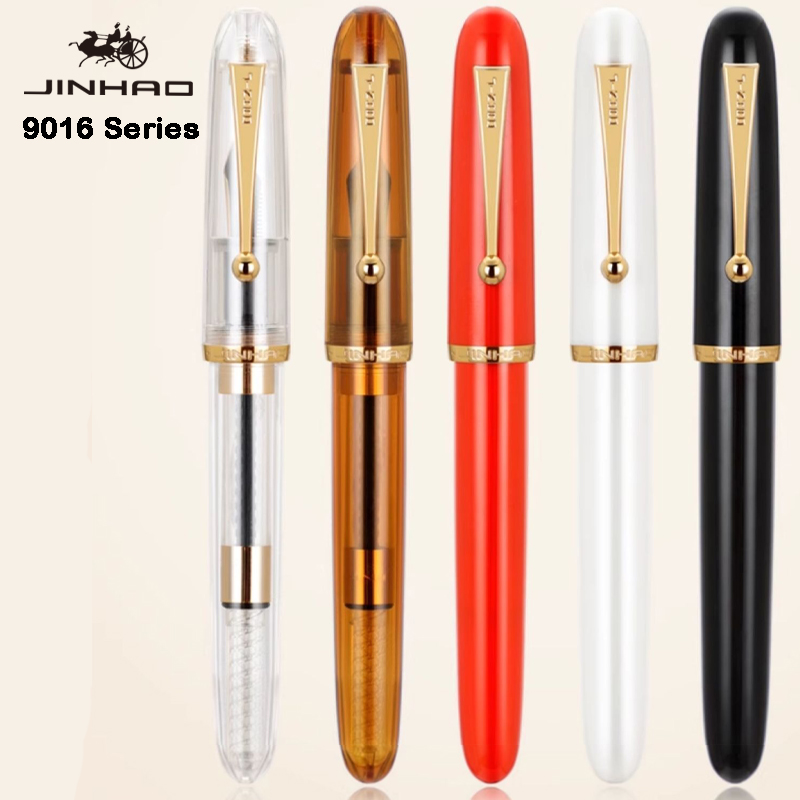 Pluma estilográfica JINHAO 9016, pluma giratoria blanca transparente acrílica, punta EF F M, papelería, suministros escolares de oficina, bolígrafo de escritura PK 9019