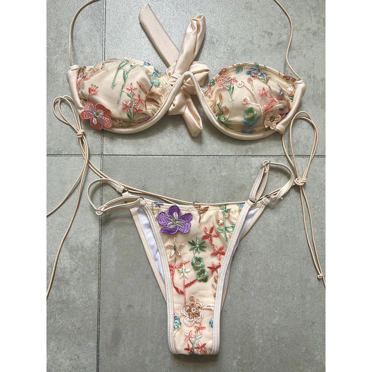 Push Up Bikini Sexy femmes maillot de bain maillot de bain pour femme 2024 Micro Bikini ensemble maillot de bain Floral string maillots de bain brésilien Biquini