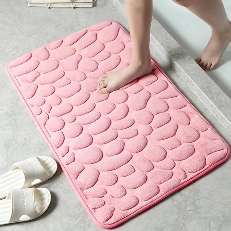 1 PC หน่วยความจําโฟมนูนกํามะหยี่พรมห้องน้ําห้องนั่งเล่นแผ่นกันลื่น Cobblestone ชั้นตกแต่งบ้าน