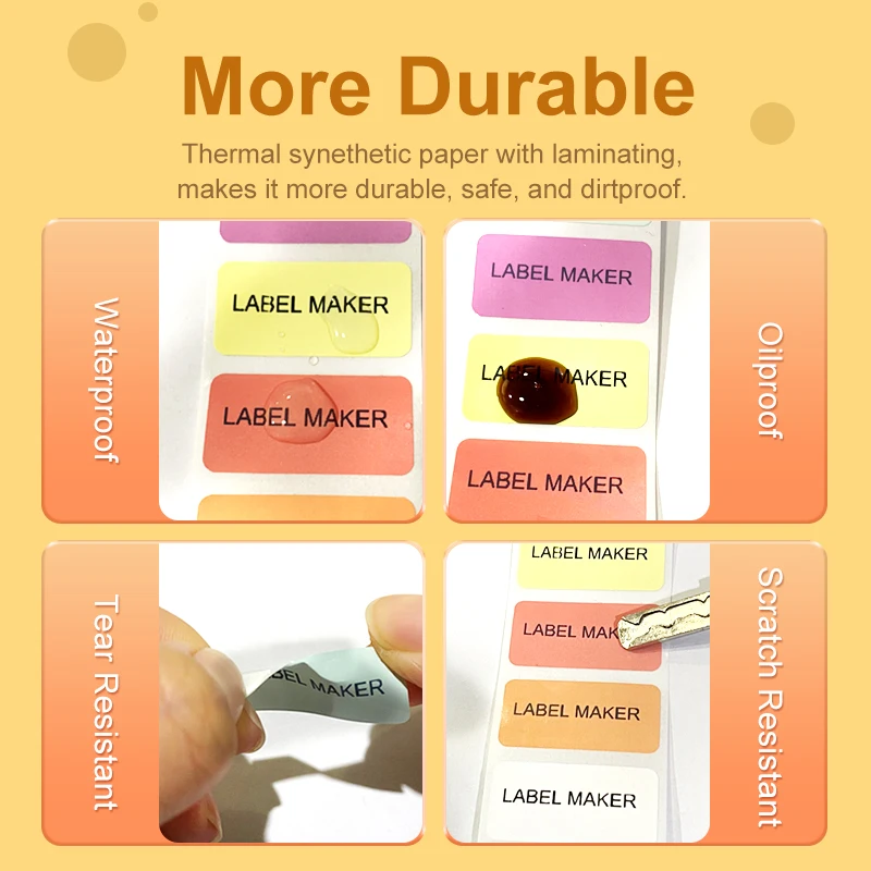 DETONGER P1 2 Rolls Stickers Paper Self-adhesive Cute Series Color Label Paper